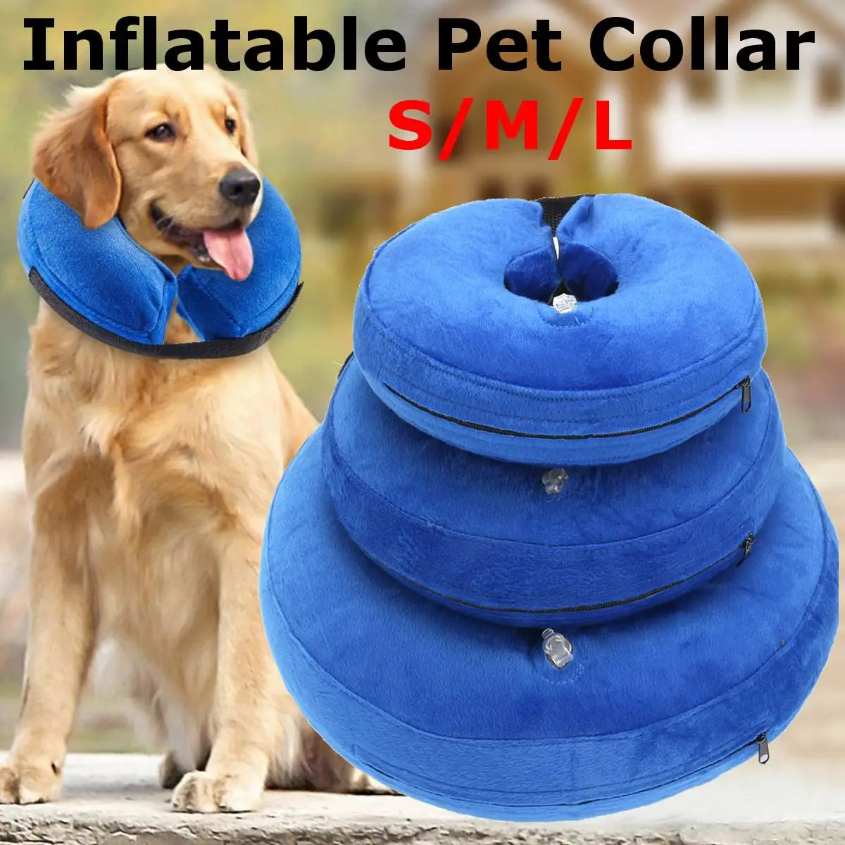 

3 Size Inflatable Pet Cat Dog Collar Anti-bite Neck Elizabethan Collar Dog Puppy Neck Protective Circle For Small Large Dog Care