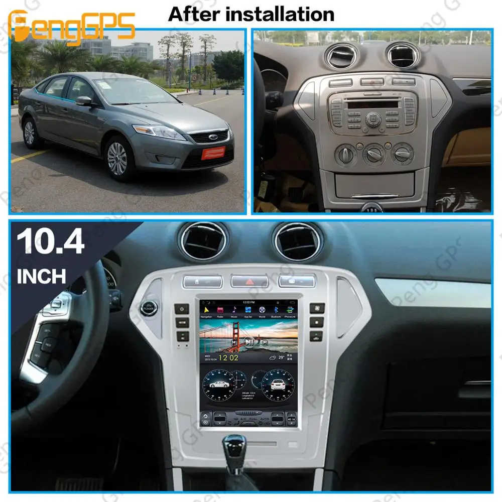 10,4 ''вертикальный автомобильный сенсорный экран в стиле Tesla Android 8,1 4 Гб ram Голосовое управление встроенный CARPLAY автомобильный радиоприемник для Ford Mondeo MK4 2007-2010 gps Nav