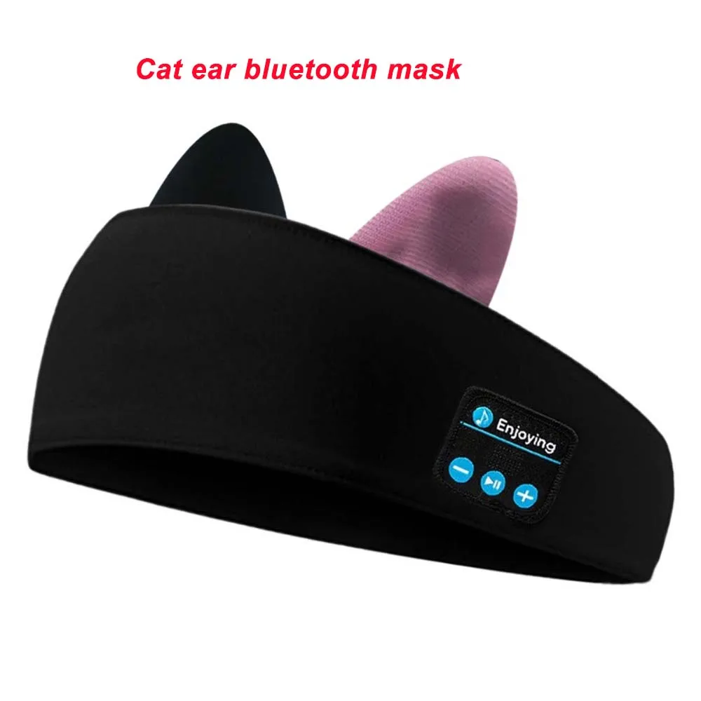 JINSERTA беспроводной Bluetooth 5,0 стерео наушники мягкая моющаяся маска для сна наушники музыкальный плеер с микрофоном Поддержка громкой связи - Цвет: Cat-ear