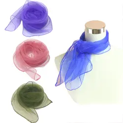 Лидер продаж тонкие шелковые шарфы для Для женщин Сплошной Жоржет платок сезон: весна–лето небольшой площади шарф дамский платок