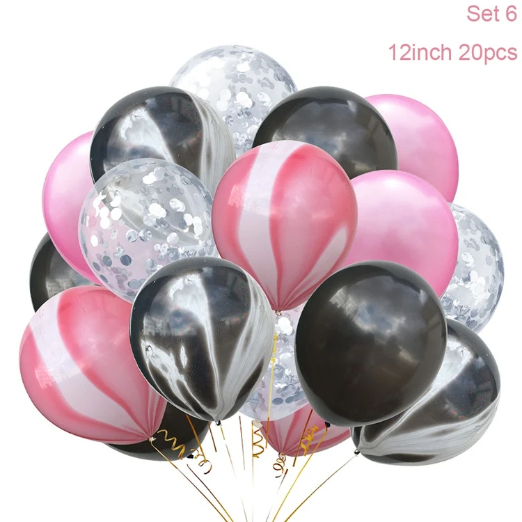 YORIWOO Confetti Balloon Agate Latex Balloons Blue Pink Baloons Happy Birthday Balloon Baby Shower Boy Girl Kids Party Supplies - Цвет: Set 6