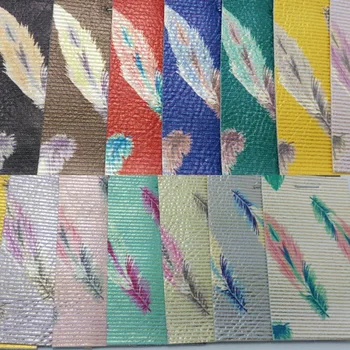 

90x134cm Synthetic Leather Faux Leather Fabric Printed Feather Stripes Leather Fabric Sewing Fabric Fabric for DIY Fabirc P150
