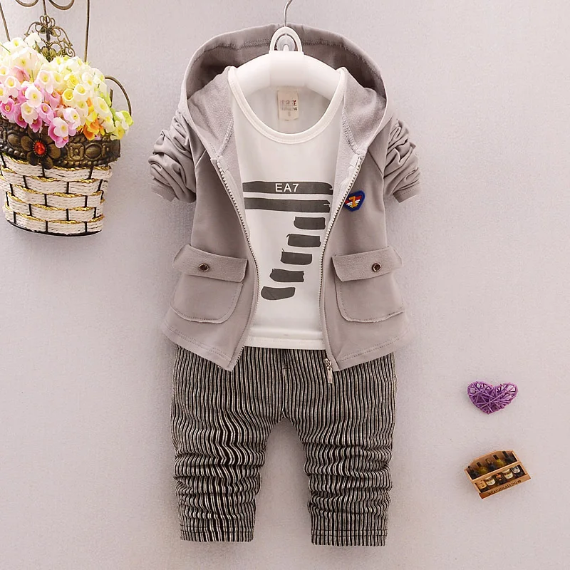 

Autumn winter baby boys set clothing striped clothing set baby toddler cotton clothes suit childern casual 3pcs suit outwear