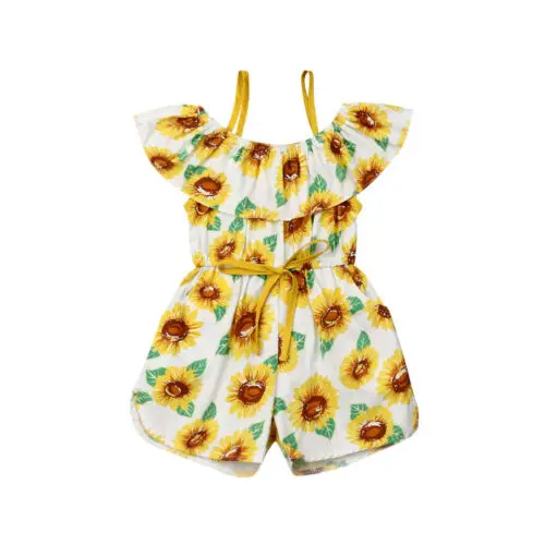 

Toddler Baby Girl Clothes Sling Sunflower Sleeveless Casual Romper Jumpsuit Overall Summer Outfit Sunsuit