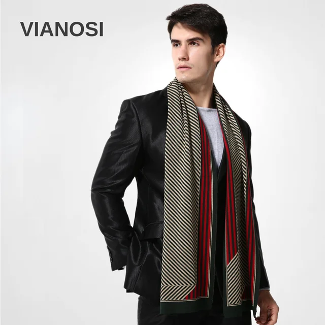 2016 Luxury Design Striped Scarf Men Wool Winter Warm Scarves Brand
