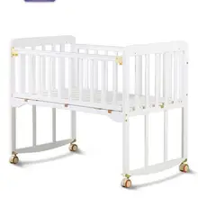 Детская кроватка из массива дерева без краски, может быть соединена большая кровать, многофункциональная детская кровать для новорожденных