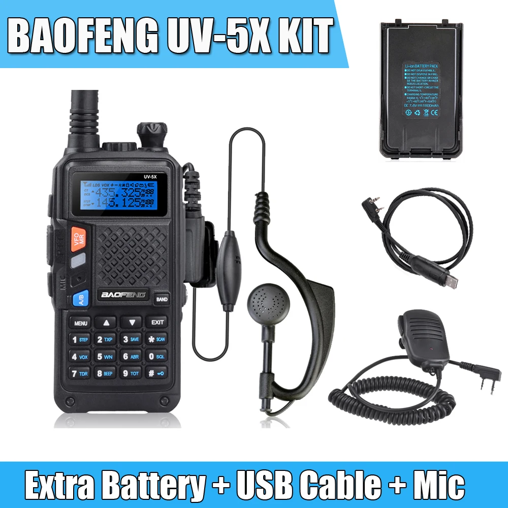 bilder für BAOFENG UV-5X Kit Upgrade-Version von Baofeng UV-5R UHF + VHF Dual Band Funkgeräte Walkie Talkie + Lautsprecher Mic + Ein Extra batterie bilder für BAOFENG UV-5X Kit Upgrade-Version von Baofeng UV-5R UHF + VHF Dual Band Funkgeräte Walkie Talkie + Lautsprecher Mic + Ein Extra batterie