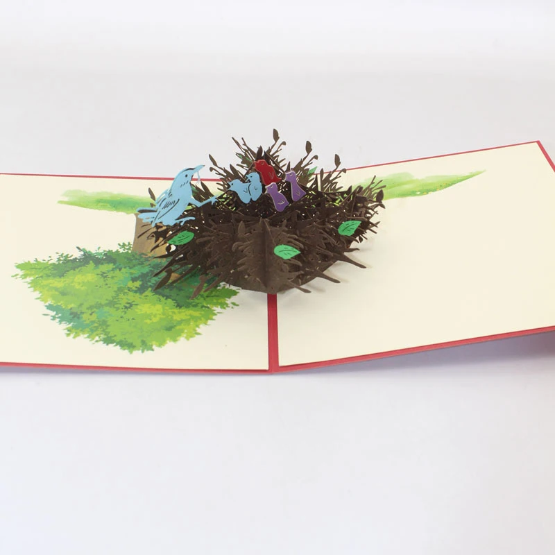  3D Handmade Colorful Bird Nest Paper Invitation Greeting Cards PostCard Teachers' Day Mother's Day  - 33058424981