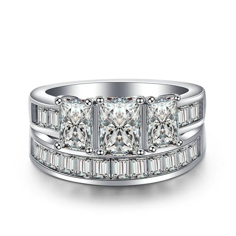 

Luxury British Kate Princess Diana William Engagement Ring With Square Big Crystal Wedding Rings For Women