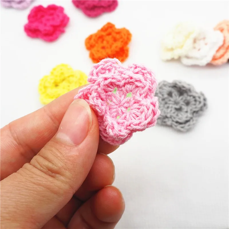 Chenkai 50 шт. 28 мм хлопок ручной работы вязаные цветы DIY Украшение детское кольцо для соски ювелирные изделия сенсорные игрушки подарки