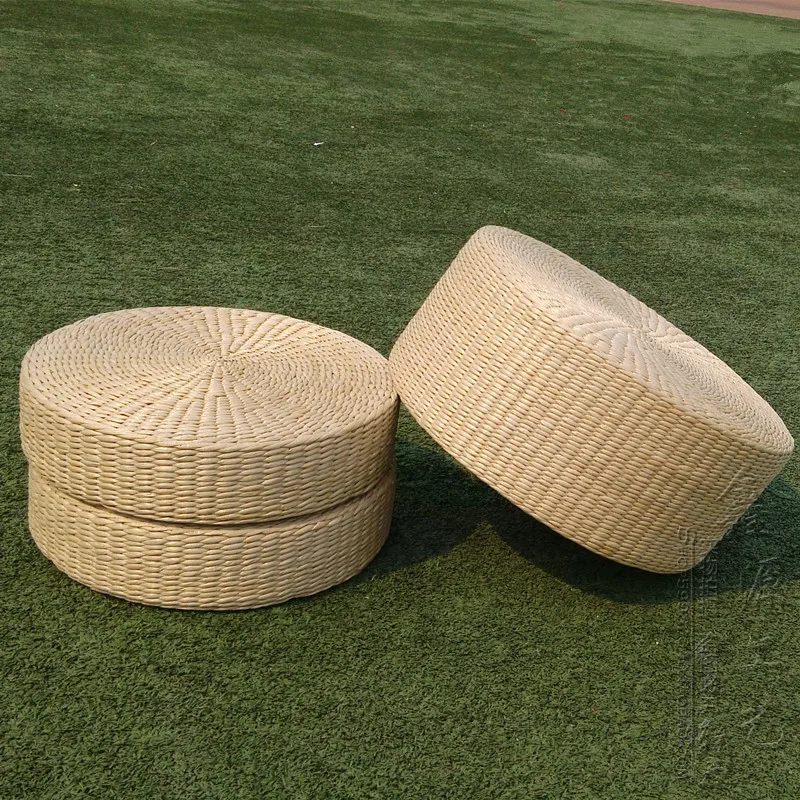 Japanese Style Straw Futon Cushion Large Handmade Round Futon Tatami