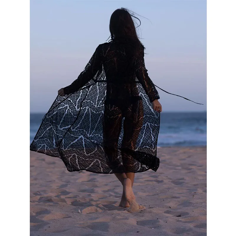 Boho Chic платья длинное пляжное платье Летнее белое кружевное парео женское