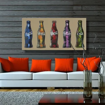

No frame still life hand painted canvas oil paintings Coke bottle modern oil painting wall Art for home decoration oil painting