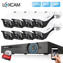 Loxcam h.265 16Ch HDMI 1080P AHD DVR Системы 8x2 Мп AHD CVI IP66 открытый Водонепроницаемый CCTV Камера Системы P2P видео наблюдения