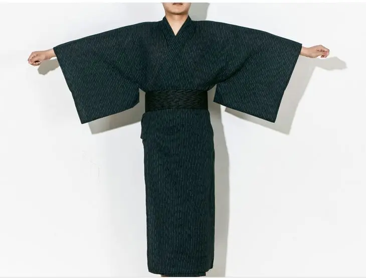 Мужское стильное традиционное японское кимоно, мужской хлопковый Халат Yukata, мужской банный халат, кимоно, одежда для сна с поясом 62503