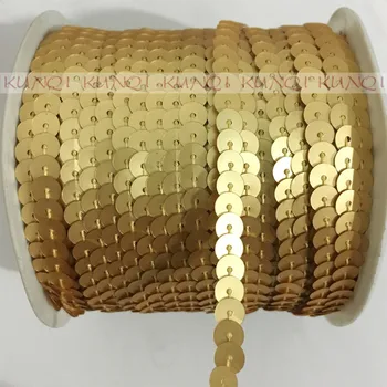 

100Yards 6mm wholesale Sequin Trim Ribbon Paillettes Sewing Lace,Wedding crafts, Women Kids DIY Garment Accessory Dull Golden