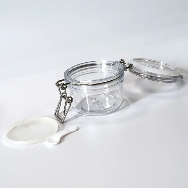  120ML Plastic Round Clip Top Storage Jar With Airtight Seal Lid Kitchen Food Container Tableware Pr
