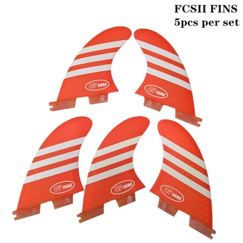 

Surf FCSII K2.1 Quilhas Honeycomb Fins fibreglass 5pcs per set Surfboard FCS2 Fins Surfing Blue/Red color