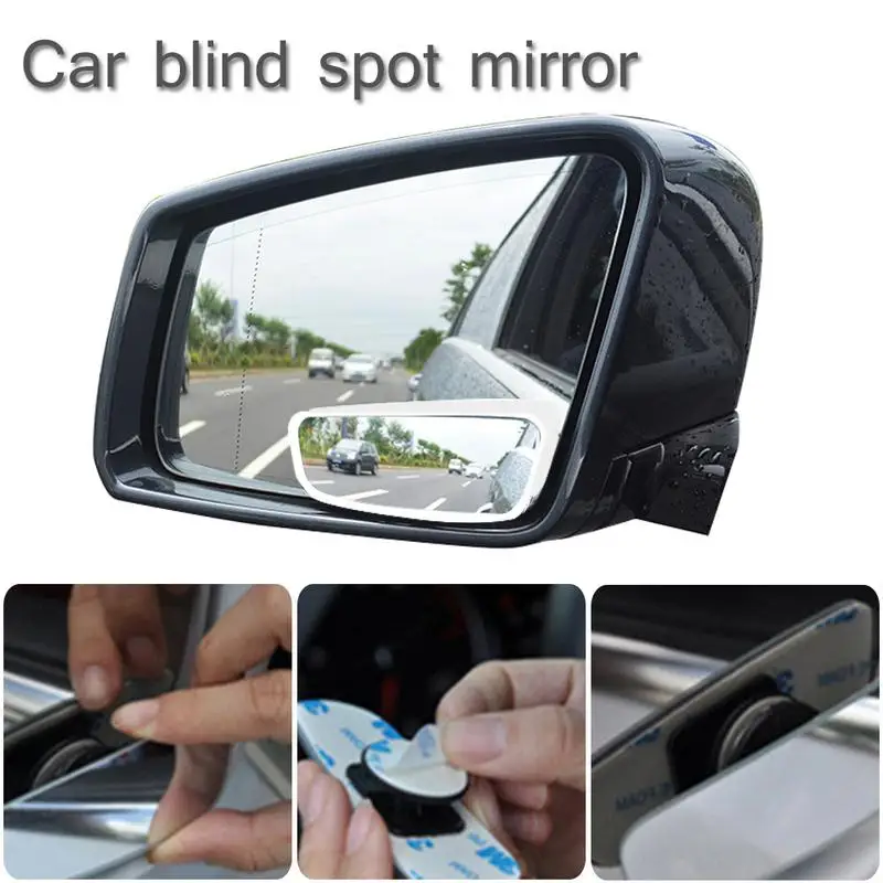 2pcs Car Blind Spot Mirror Rearview Side Mirror 360 Degree Adjustable HD Convex Glass Dead Zone Viewing Wider View