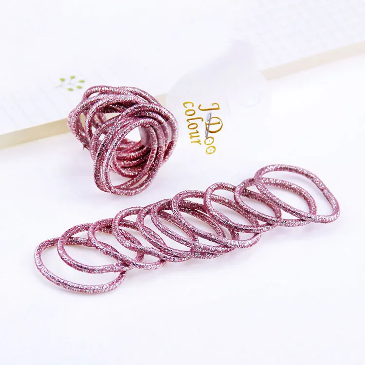 Light Pink 10 шт./лот, Детские блестящие аксессуары для волос, резинки для волос в виде конского хвоста, резинки для девочек, высокоэластичные мини-резинки для волос - Цвет: Light Pink