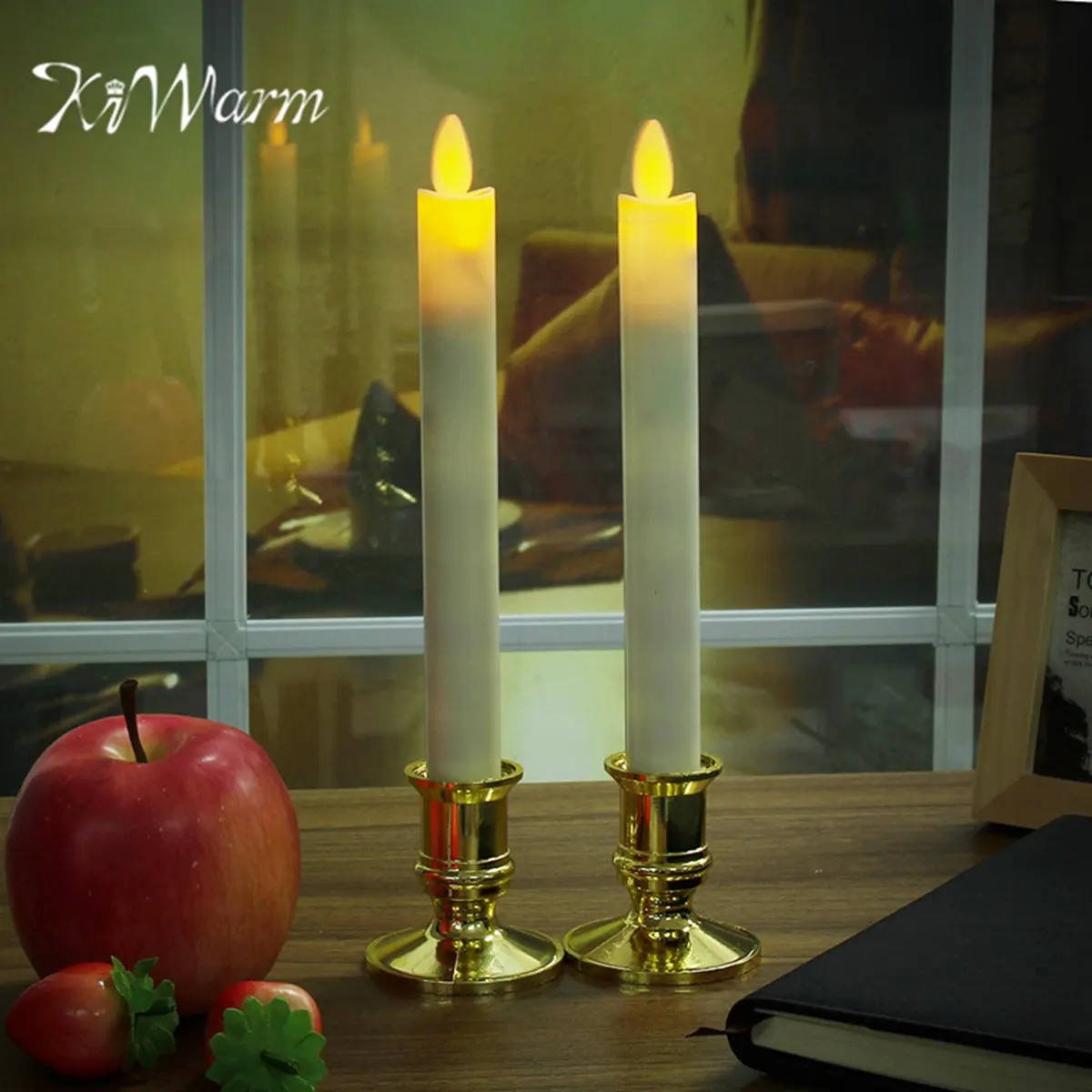 

KiWarm Overvalue 2Pcs Electric LED Candles Flickering Flameless Candle Light With Remote Control Battery for Home Party Decor