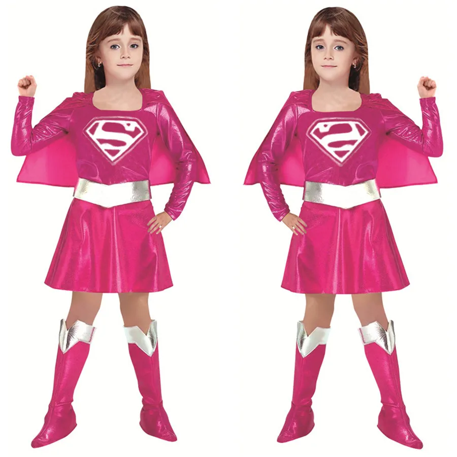 

Children's day Kids Child Superman Costume Cosplay Purim Supergirl Girls Super Hero Halloween Costume For Girls Costume Dress