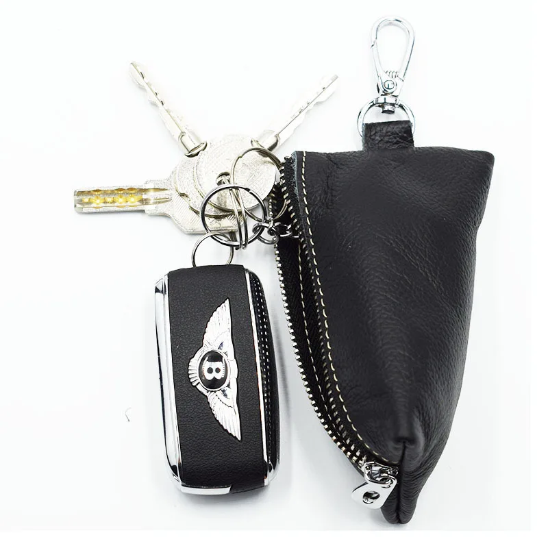 

Key Holder Men Car Key Bag genuine leather Simple Zipper Keyboard