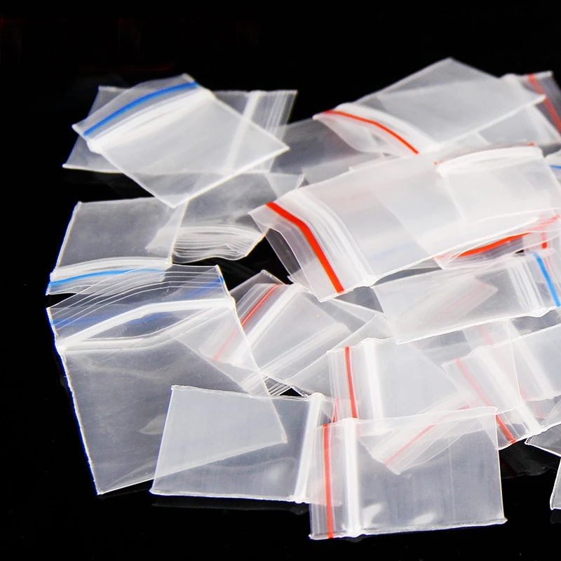 Red Blue Edge Thick Transparent Zip Lock Plastic Bags Small Plastic
