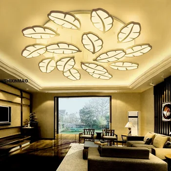 

New banana leaf LED ceiling lamp post-modern living room restaurant main bedroom light warm simple Dimming ceiling lights