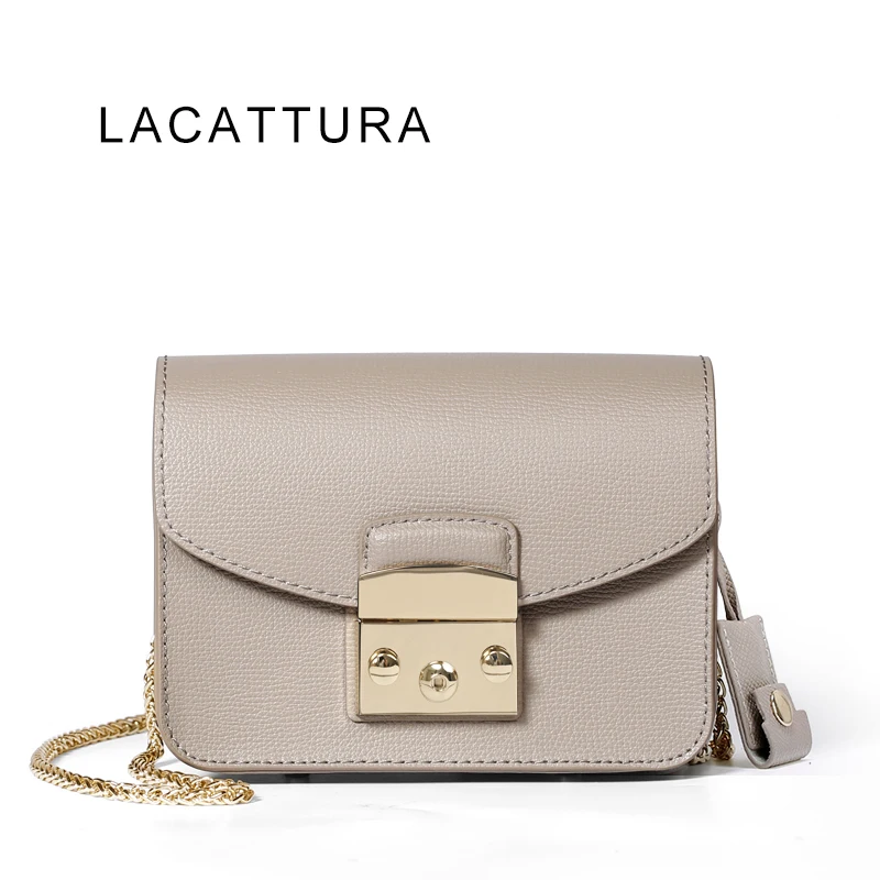 Lacattura Famous Brand Design Women Chic Messenger Bag High Quality Lacattura Famous Brand Design Women Chic Messenger Bag High Quality Genuine Cow Leather Fula Small Shoulder With Lock In Bags From Luggage
