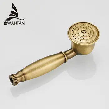 

Shower Heads Antique Solid Brass Bathroom Hand Held Shower Sprayer Head For Bath Saving Water Round Rainfall Shower Faucet 0516R