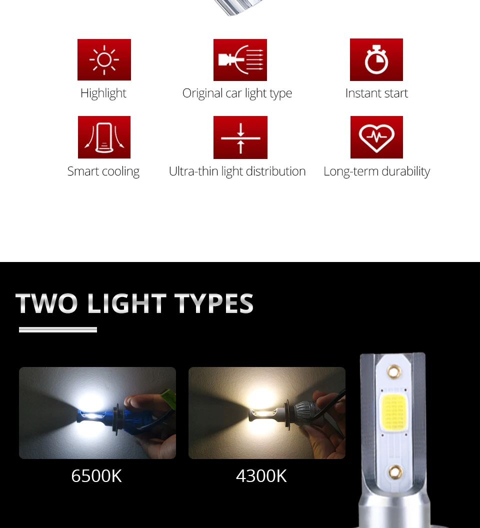 12V 4300k H1 H7 Led Car Lamp Low Beam 6500K 50W HB3 Hir2 HB4 5000LM Auto Light For Nissan Armada Axxess Cabstar Cabstar E Dualis (3)