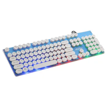 

VOBERRY Color Crack LED Backlight USB Cable PC Rainbow Game Keyboard Punk Retro Small Round Key