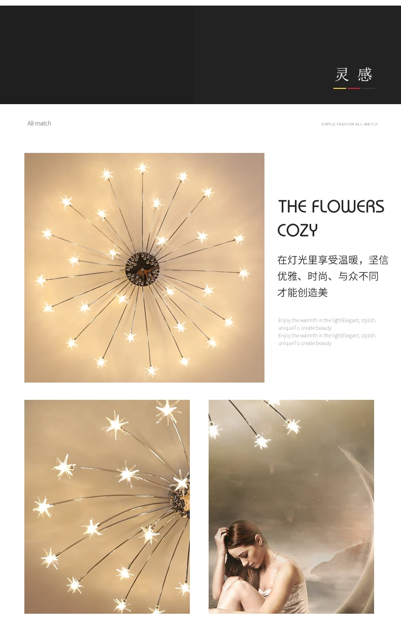 Sala de Estar Norbic Criativo Cromo Ferro Flor g4 Lâmpada Led Lustres Casa Deco Vidro Claro Estrela Chanderlier Iluminação 8 China lamp home Suppliers