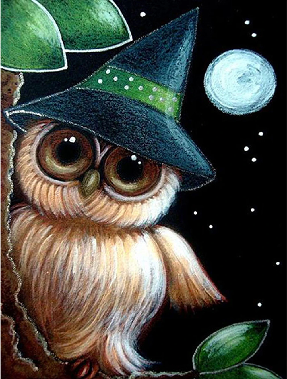 

5D DIY Crystal Diamond Paintings Animals Kits Full Round Rhinestones Mosaic Pointed Hat Owl Embroidery Patterns Decoration Home