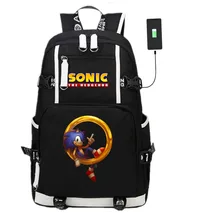 Аниме игра Соник Ежик USB рюкзак косплей черный унисекс подростков дорожная сумка для ноутбука через плечо школьные сумки подарок