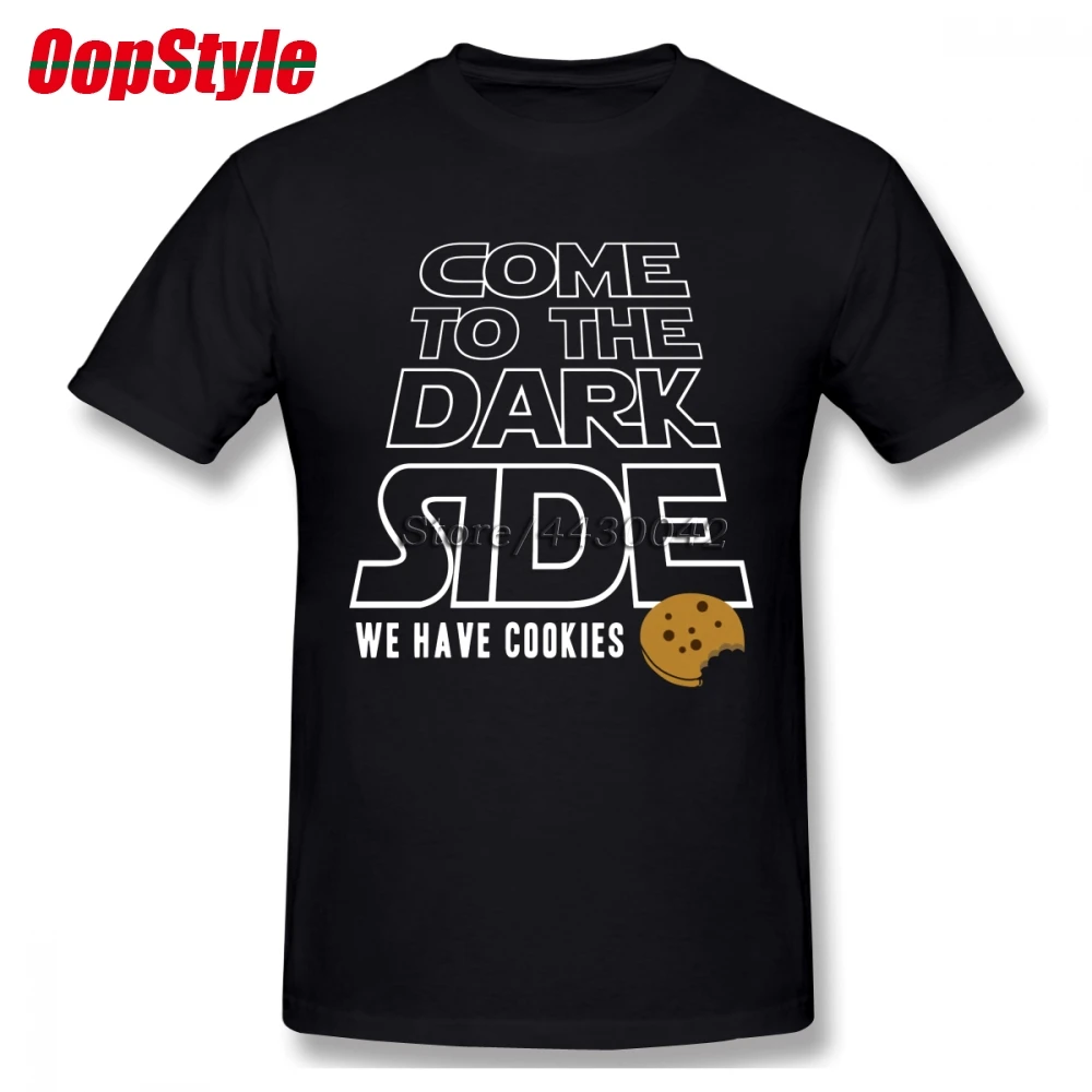 Мужская хлопковая футболка с принтом в виде печенья COME TO THE DARK SIDE большие размеры