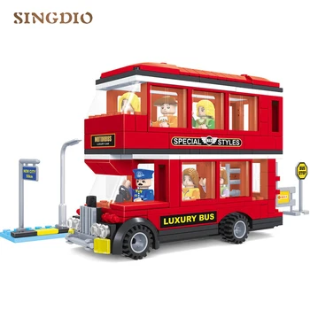 

Building Blocks Toy For Children City Building Blocks For Child Double Decker Bus Educational Green Material Toys