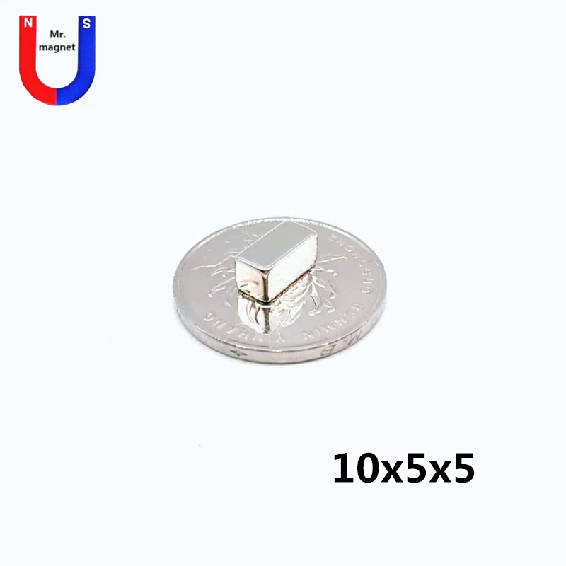 

100pcs 10x5x5 magnet strong 10 * 5 * 5 mm rectangle sheet permanent magnets 10*5*5 rare earth Magnetic material neodymium magnet
