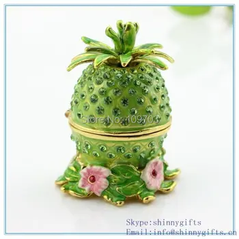 

Enamel handmade SCJ442 wholesale macaron indian trinket box with pineapple shape