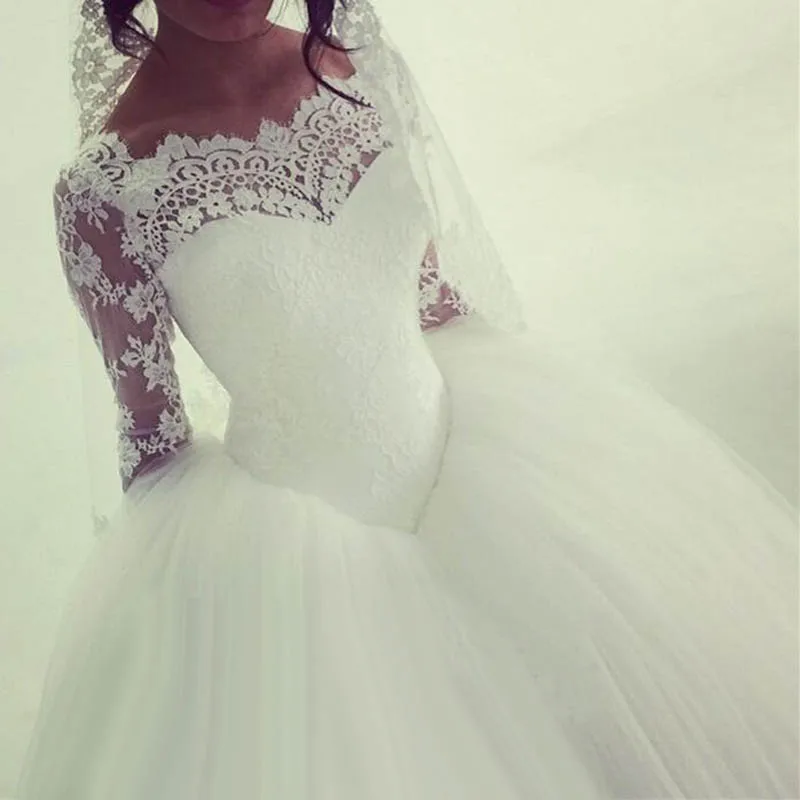 Vestido De noiva сексуальное бальное платье принцессы с горловиной лодочка длинным