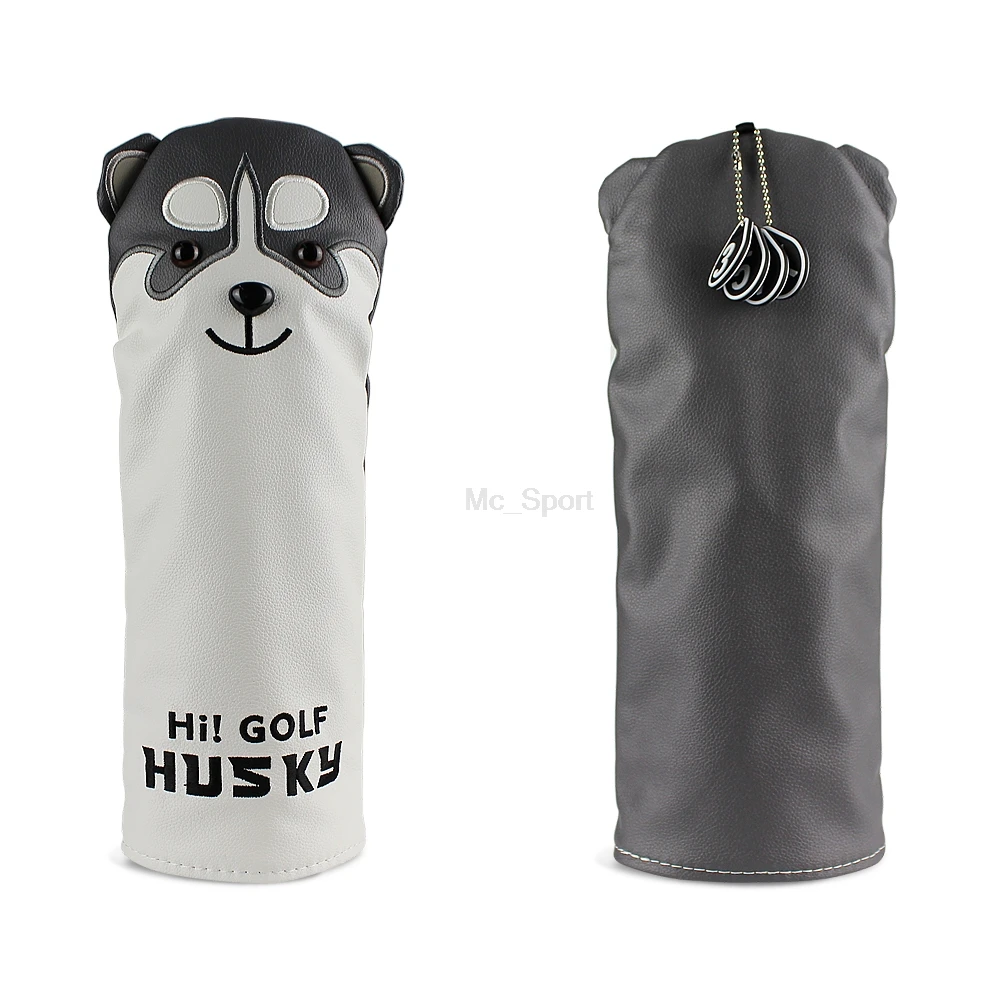 1pcs 5 wood cover GOG гольф-клуб головной убор милая собака хаски Гольф водительская голова крышка мультфильм животное#1#3#5# ut лес ПУ пылезащитный чехол - Цвет: 1pcs 5 wood cover