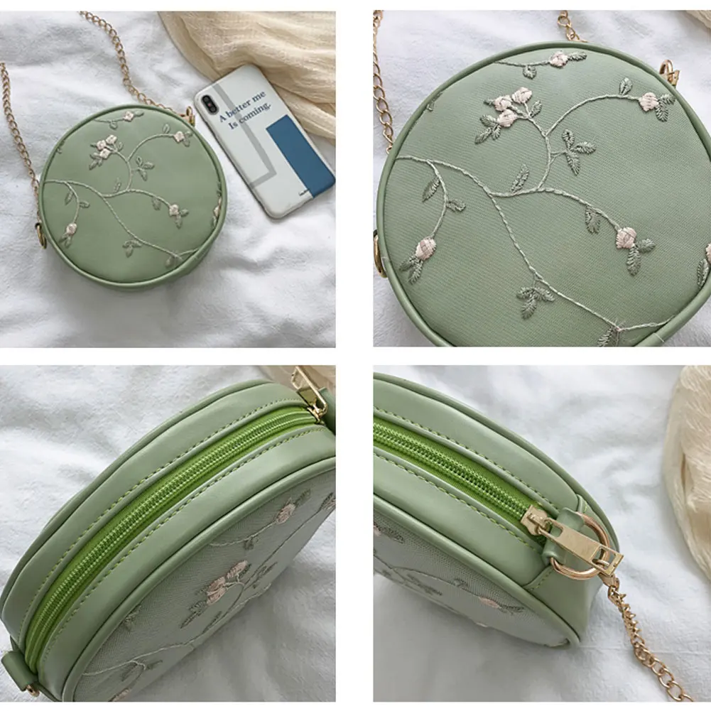 Женская мода Цветок Маленькая круглая сумка Широкий сумка на ремне Сумки поясная сумка