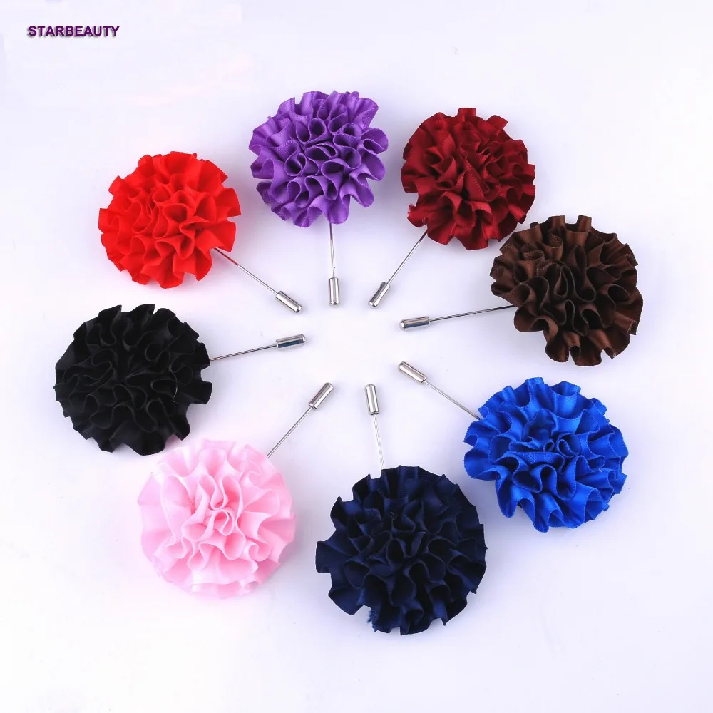 1pc Wholesale Fabric Flower Brooch Rose Lapel Pin Men Suit Boutonniere