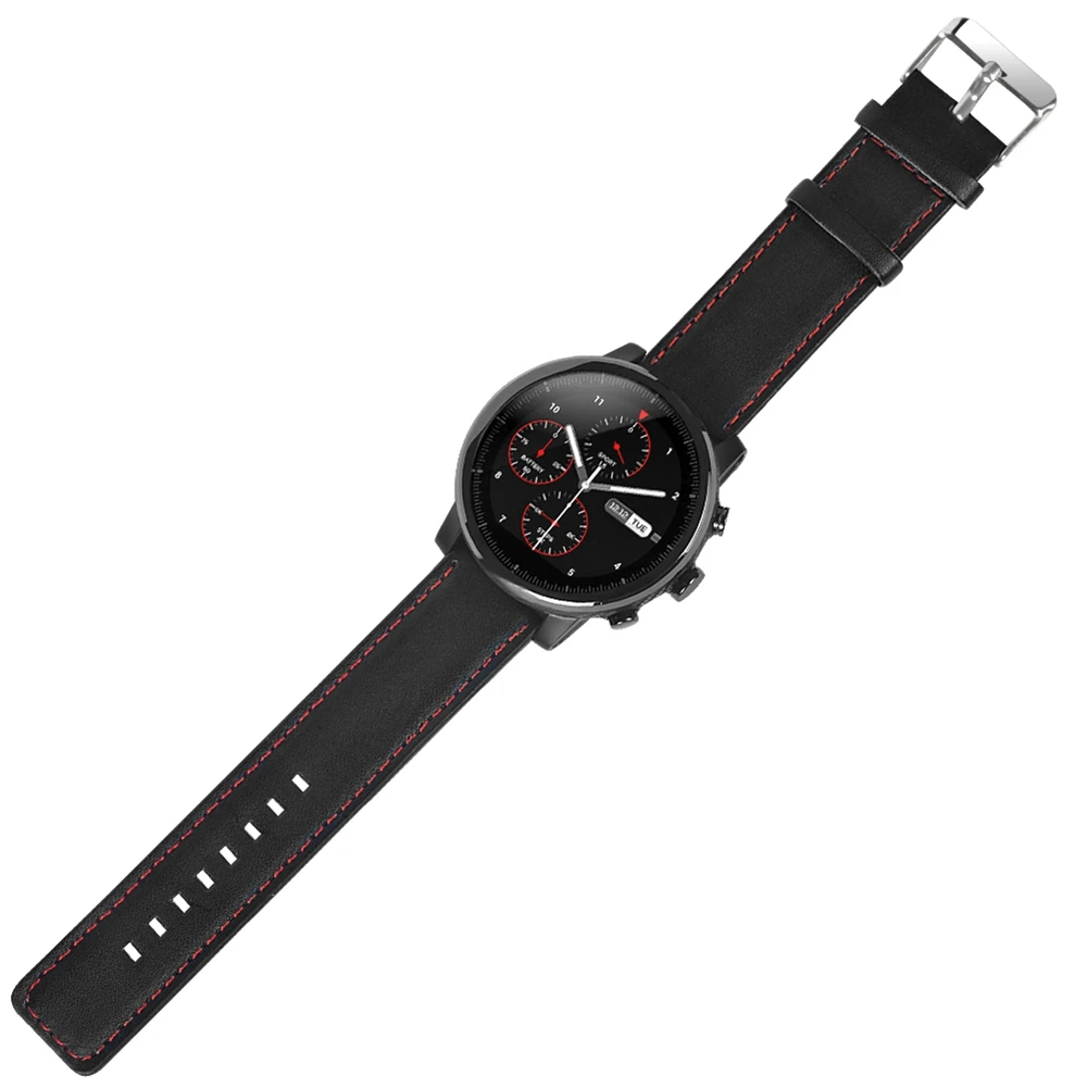 Hangrui ремешок из натуральной кожи для Xiaomi Huami Amazfit Pace Stratos 2 2S ремешок 22 мм смарт-часы наручные аксессуары