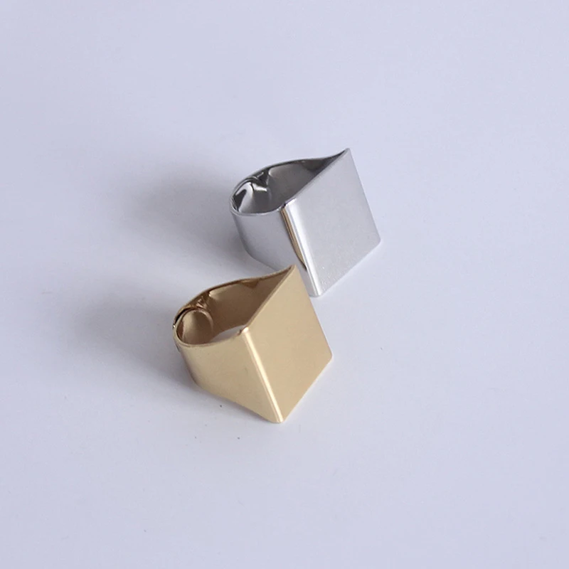 

Minimalist Stylish Plain Wide Square Ring Adjustable Brushed Simple Signet Band Fine Jewelry