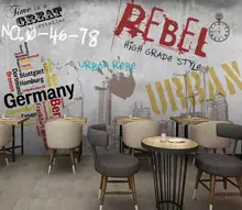 Retro nostalgic European and American street graffiti cement wall bar restaurant background wall modern living room wallpapers Retro nostalgic European and American street graffiti cement wall bar restaurant background wall modern living room wallpapers
