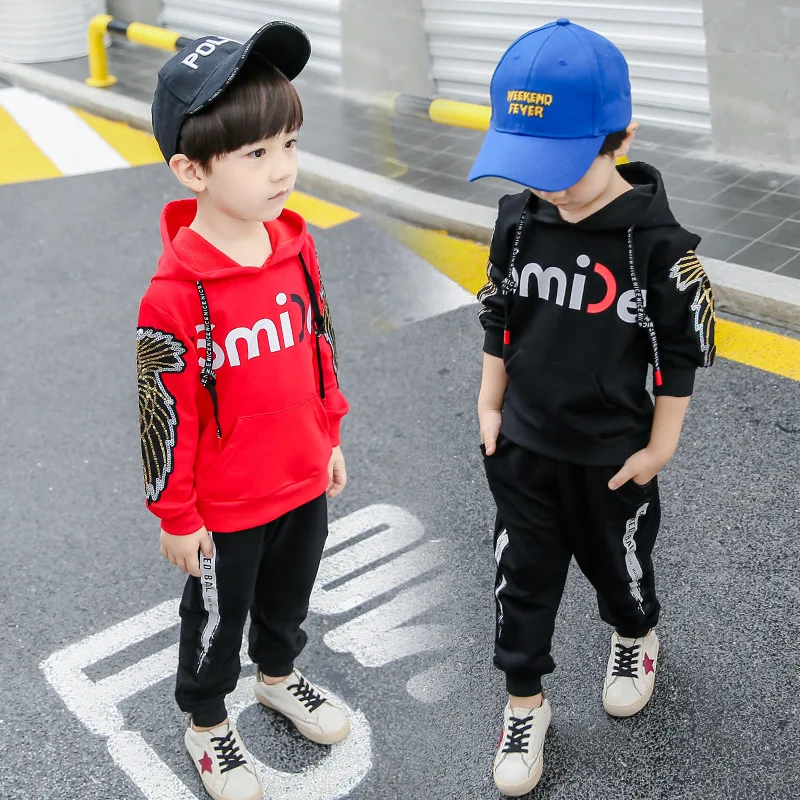 

Children's Wear Boys New Suit 2018 Korean version Two-piece Printed Letters Spring And Autumn 2 Colours Fashionable Clothes