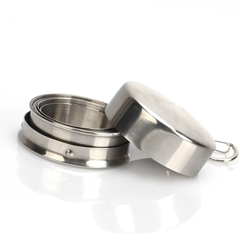 Mini Acero inoxidable portátil de viaje al aire libre plegable de la taza telescópica taza con llavero 75 ml/140 ml/ 240 ml