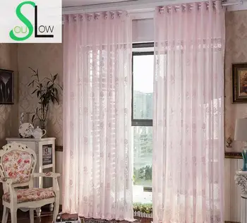 

Slow Soul Violet Purple Rose Embroidery Jacquard Pleated Europe Floral Tulle Curtains For Living Room Cortina Kitchen Curtain
